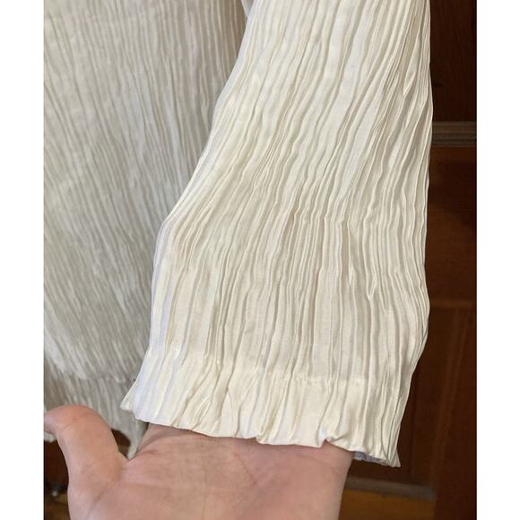 Caroline Rose Plisse Pants Set 2 Piece New Top Sz L Pants Sz M Ivory - Picture 6 of 16